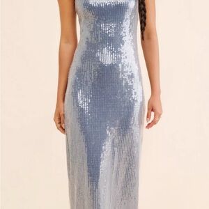Hutch Strapless Silver Sequin Dress